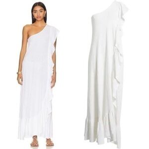 Free People White One-Shoulder Maxi Dress